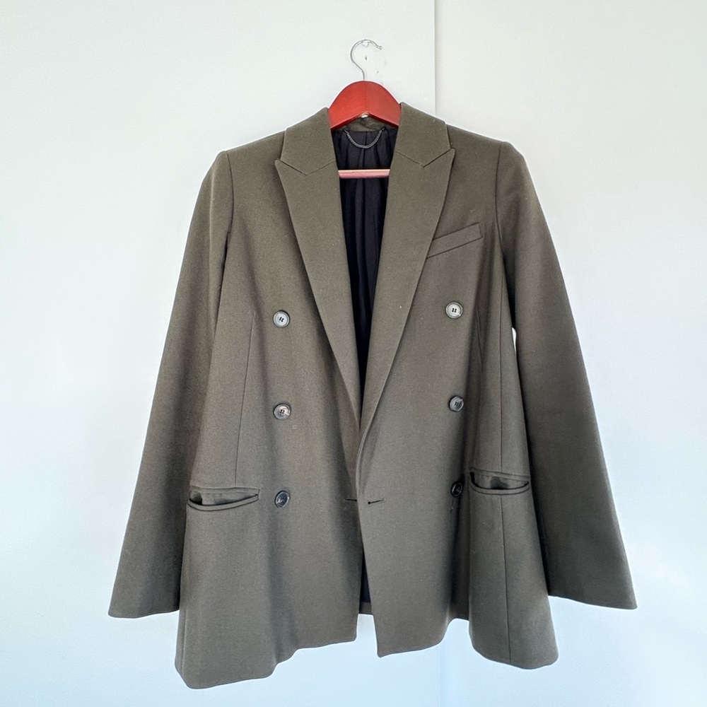 ALL SAINTS | Double-Breasted Olive Blazer